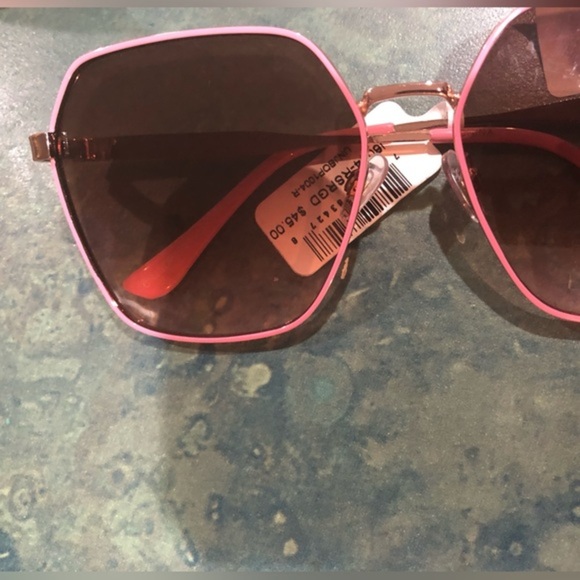 Jessica Simpson J6094 Modern pink Hexagonal Metal Sunglasses 100% UV‎ Protection